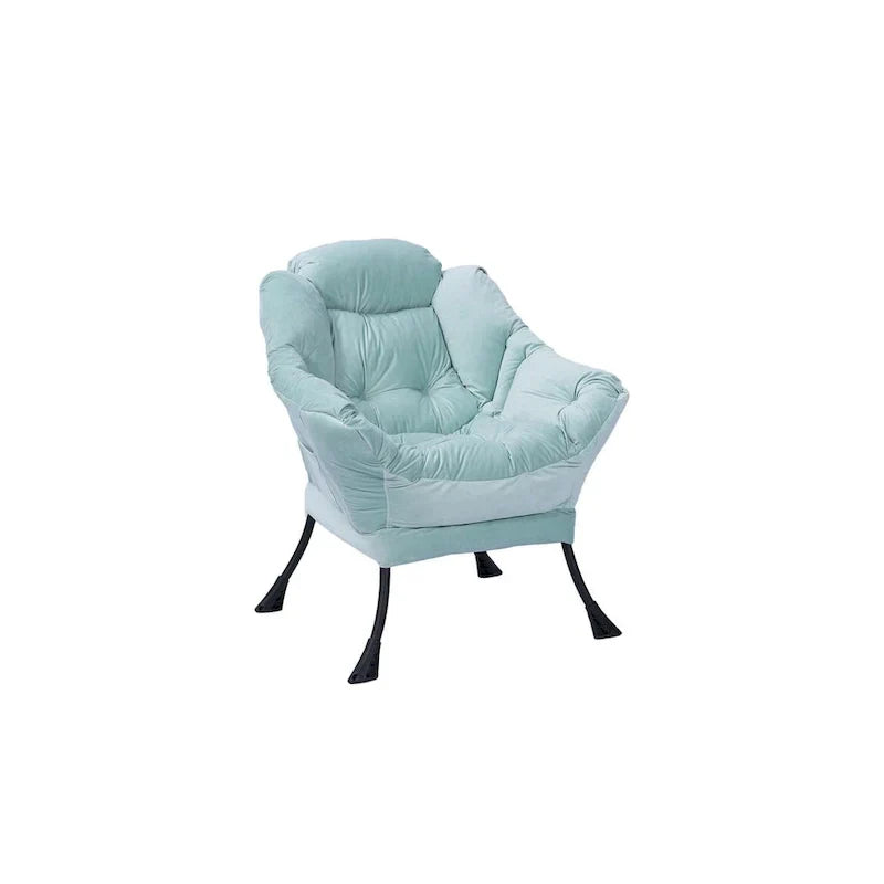 Fauteuil Lounge Contemporain d'Appoint, Fauteuil à Cadre Acier Unique avec Accoudoirs et Poche Latérale, avec pouf, avec repose-pieds