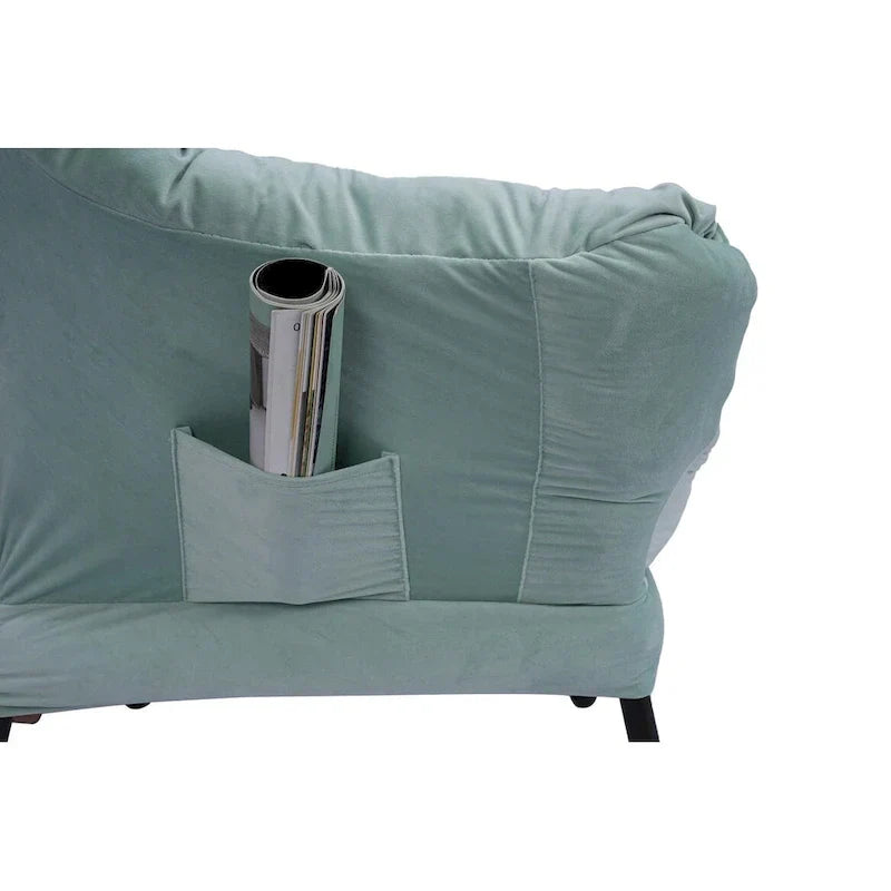 Fauteuil Lounge Contemporain d'Appoint, Fauteuil à Cadre Acier Unique avec Accoudoirs et Poche Latérale, avec pouf, avec repose-pieds