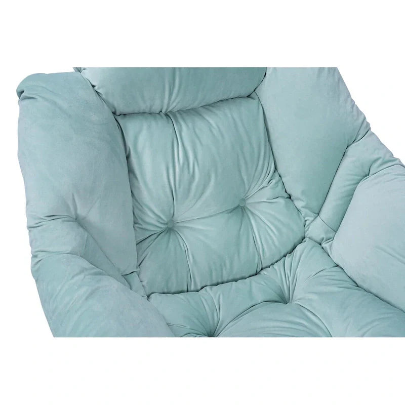 Fauteuil Lounge Contemporain d'Appoint, Fauteuil à Cadre Acier Unique avec Accoudoirs et Poche Latérale, avec pouf, avec repose-pieds