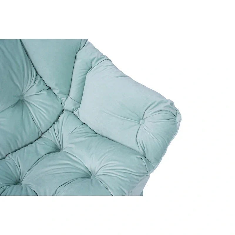 Fauteuil Lounge Contemporain d'Appoint, Fauteuil à Cadre Acier Unique avec Accoudoirs et Poche Latérale, avec pouf, avec repose-pieds