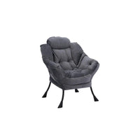 Fauteuil Lounge Contemporain d'Appoint, Fauteuil à Cadre Acier Unique avec Accoudoirs et Poche Latérale, avec pouf, avec repose-pieds