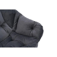 Fauteuil Lounge Contemporain d'Appoint, Fauteuil à Cadre Acier Unique avec Accoudoirs et Poche Latérale, avec pouf, avec repose-pieds