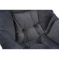 Fauteuil Lounge Contemporain d'Appoint, Fauteuil à Cadre Acier Unique avec Accoudoirs et Poche Latérale, avec pouf, avec repose-pieds