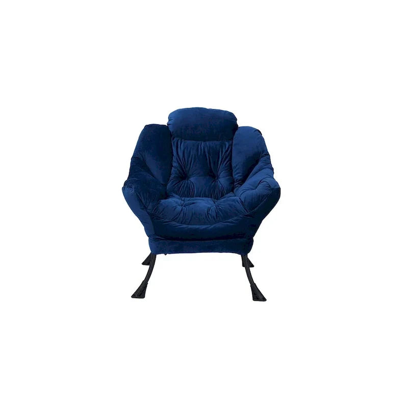 Fauteuil Lounge Contemporain d'Appoint, Fauteuil à Cadre Acier Unique avec Accoudoirs et Poche Latérale, avec pouf, avec repose-pieds