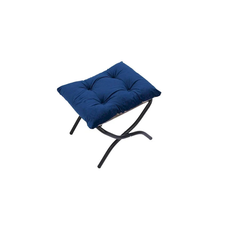 Fauteuil Lounge Contemporain d'Appoint, Fauteuil à Cadre Acier Unique avec Accoudoirs et Poche Latérale, avec pouf, avec repose-pieds