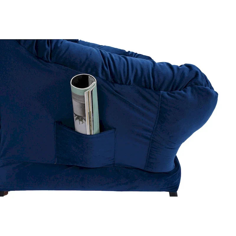 Fauteuil Lounge Contemporain d'Appoint, Fauteuil à Cadre Acier Unique avec Accoudoirs et Poche Latérale, avec pouf, avec repose-pieds