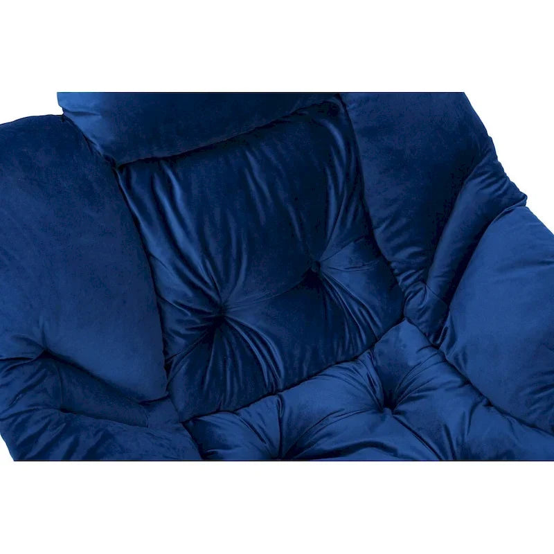 Fauteuil Lounge Contemporain d'Appoint, Fauteuil à Cadre Acier Unique avec Accoudoirs et Poche Latérale, avec pouf, avec repose-pieds