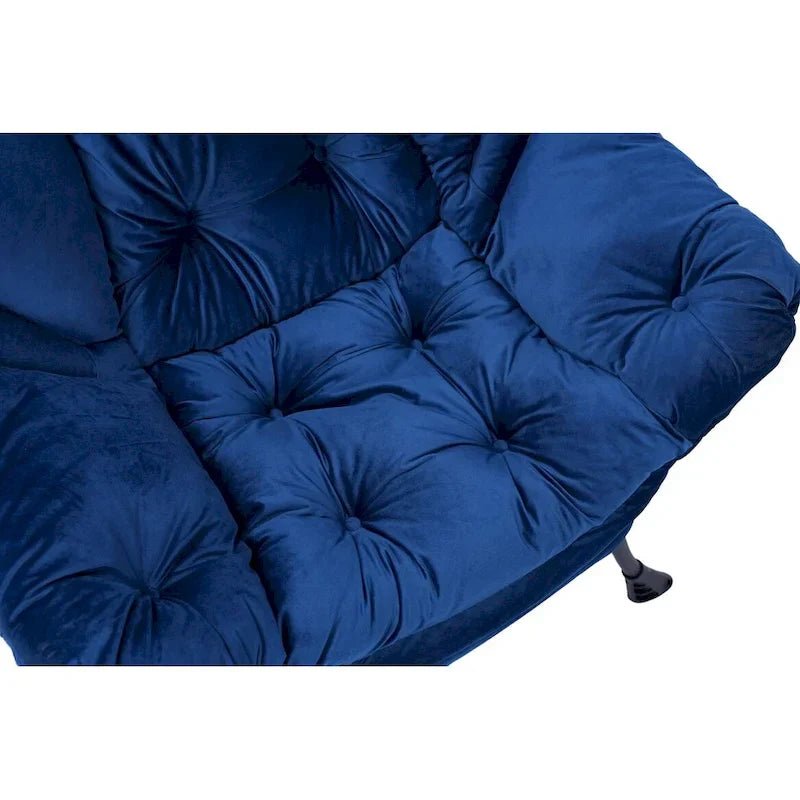 Fauteuil Lounge Contemporain d'Appoint, Fauteuil à Cadre Acier Unique avec Accoudoirs et Poche Latérale, avec pouf, avec repose-pieds