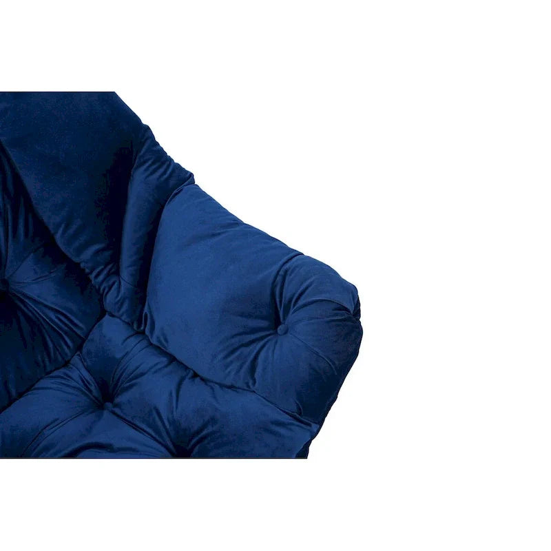 Fauteuil Lounge Contemporain d'Appoint, Fauteuil à Cadre Acier Unique avec Accoudoirs et Poche Latérale, avec pouf, avec repose-pieds