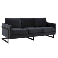 Canapé 3 places en velours Leisuremod Lincoln avec base en acier inoxydable noir