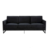 Canapé 3 places en velours Leisuremod Lincoln avec base en acier inoxydable noir