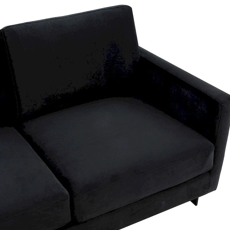 Canapé 3 places en velours Leisuremod Lincoln avec base en acier inoxydable noir
