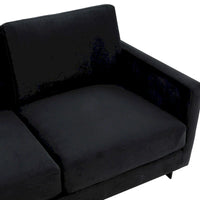 Canapé 3 places en velours Leisuremod Lincoln avec base en acier inoxydable noir