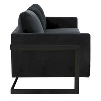 Canapé 3 places en velours Leisuremod Lincoln avec base en acier inoxydable noir