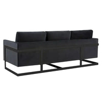 Canapé 3 places en velours Leisuremod Lincoln avec base en acier inoxydable noir