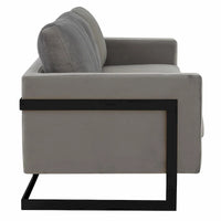 Canapé 3 places en velours Leisuremod Lincoln avec base en acier inoxydable noir