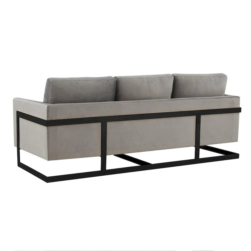 Canapé 3 places en velours Leisuremod Lincoln avec base en acier inoxydable noir