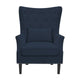 Fauteuil à oreilles classique en velours côtelé avec clous décoratifs, oreiller lombaire et pieds en hévéa