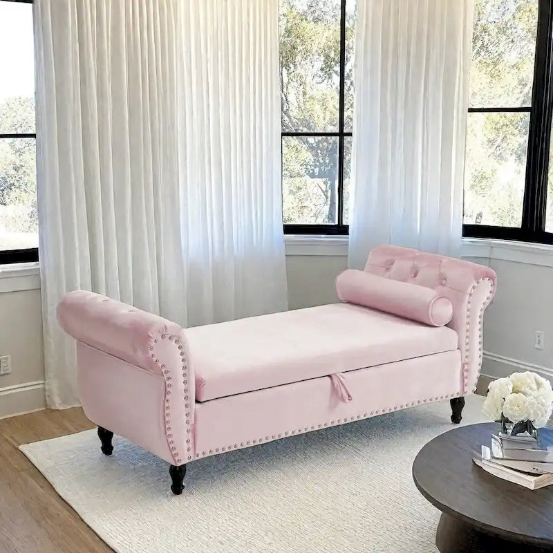 Banc coffre de rangement multifonction traditionnel en velours Xanthia avec coussin par Christopher Knight Home