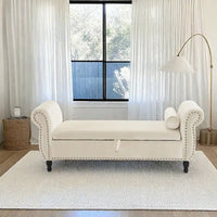 Banc coffre de rangement multifonction traditionnel en velours Xanthia avec coussin par Christopher Knight Home