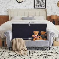 Banc coffre de rangement multifonction traditionnel en velours Xanthia avec coussin par Christopher Knight Home