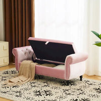 Banc coffre de rangement multifonction traditionnel en velours Xanthia avec coussin par Christopher Knight Home