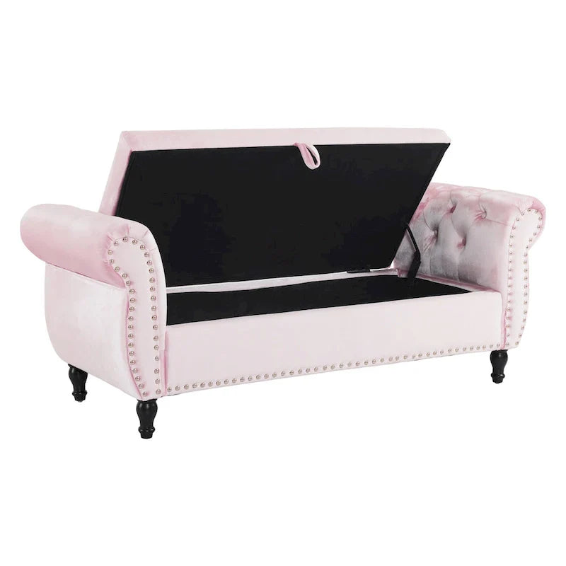 Banc coffre de rangement multifonction traditionnel en velours Xanthia avec coussin par Christopher Knight Home