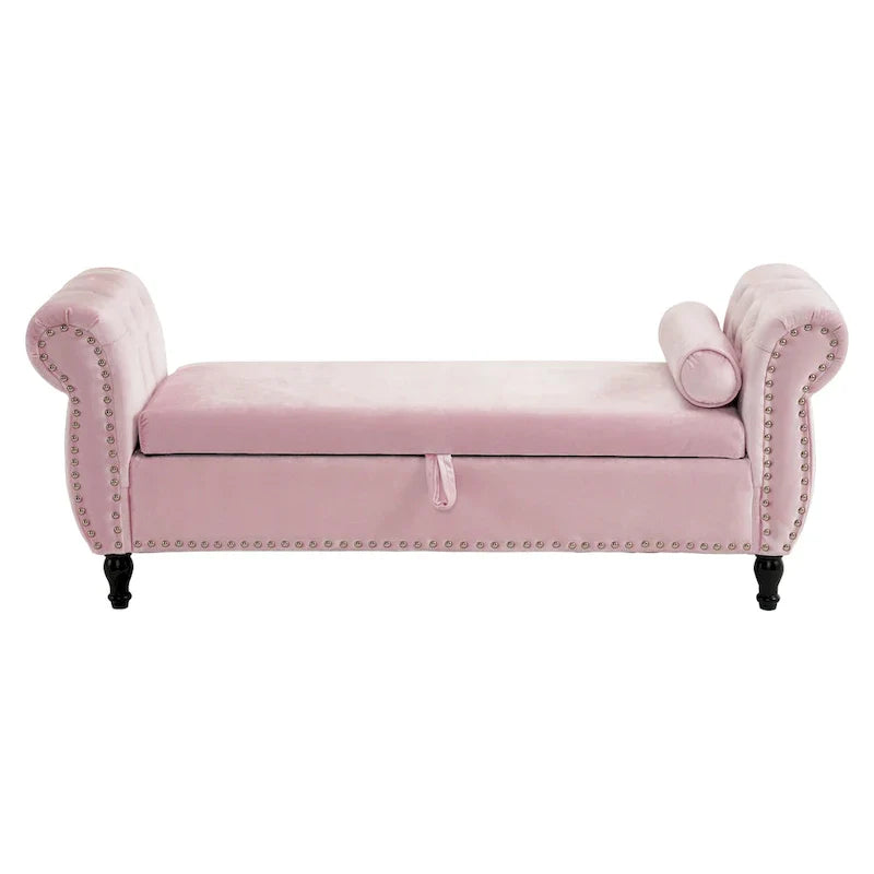 Banc coffre de rangement multifonction traditionnel en velours Xanthia avec coussin par Christopher Knight Home
