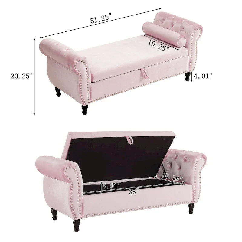 Banc coffre de rangement multifonction traditionnel en velours Xanthia avec coussin par Christopher Knight Home