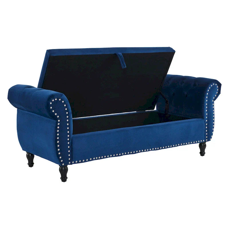 Banc coffre de rangement multifonction traditionnel en velours Xanthia avec coussin par Christopher Knight Home