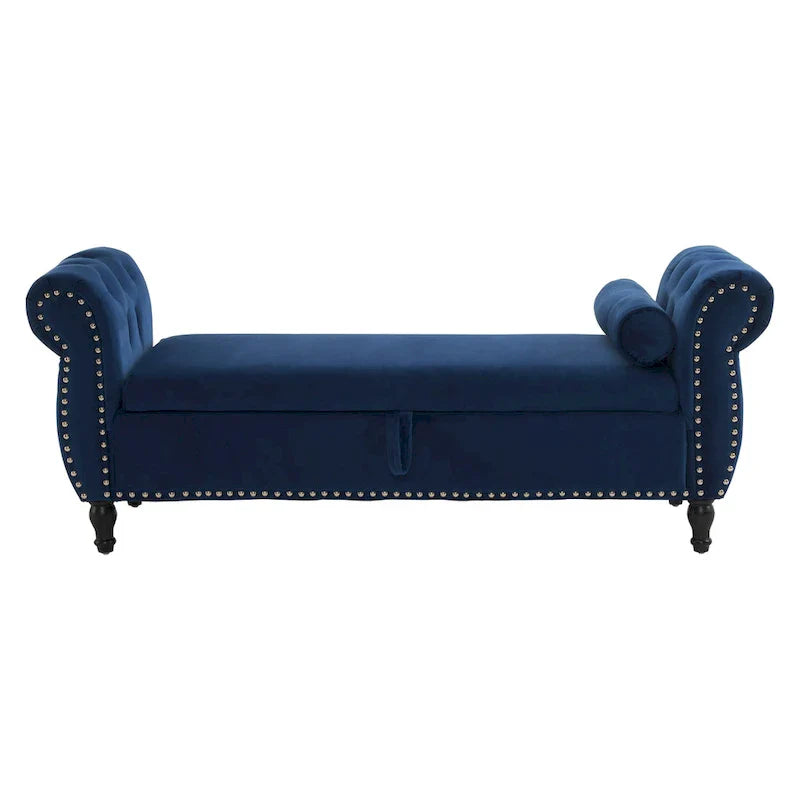 Banc coffre de rangement multifonction traditionnel en velours Xanthia avec coussin par Christopher Knight Home