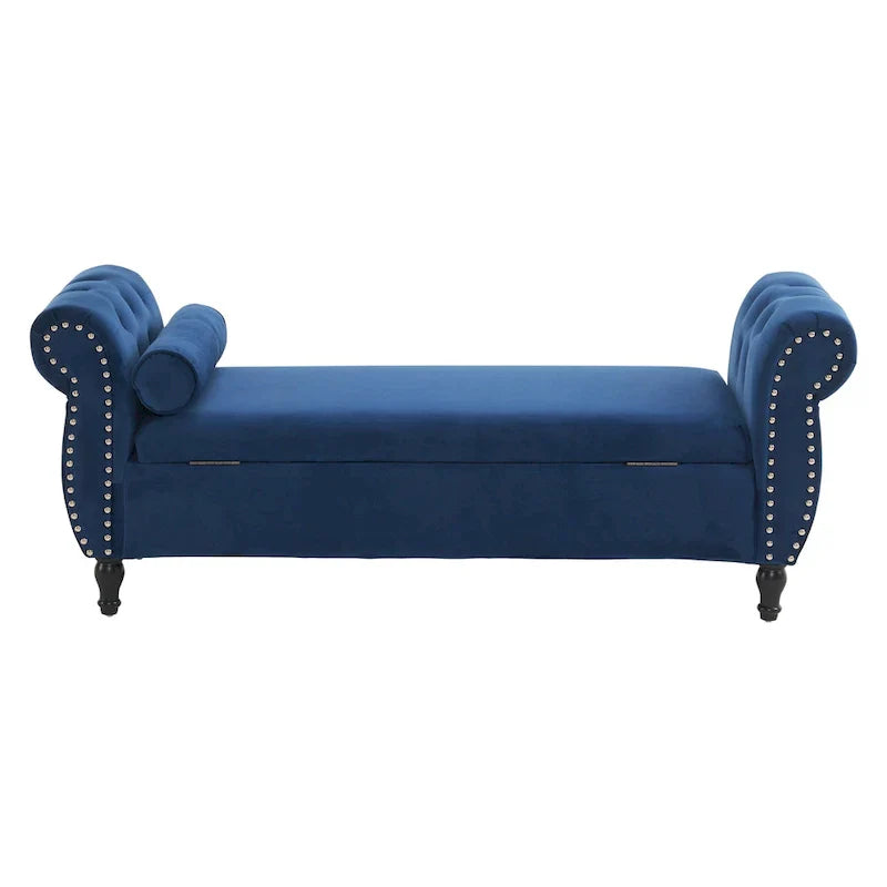 Banc coffre de rangement multifonctionnel traditionnel en velours Xanthia avec oreiller par Christopher Knight Home
