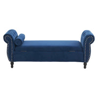 Banc coffre de rangement multifonction traditionnel en velours Xanthia avec coussin par Christopher Knight Home