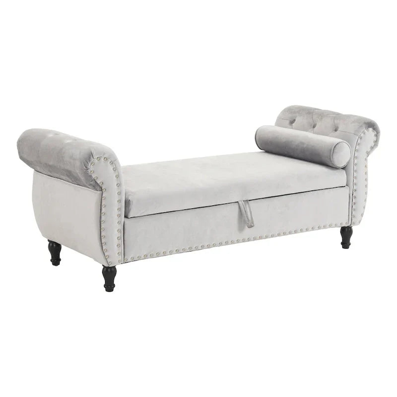 Banc coffre de rangement multifonction traditionnel en velours Xanthia avec coussin par Christopher Knight Home