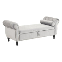 Banc coffre de rangement multifonction traditionnel en velours Xanthia avec coussin par Christopher Knight Home