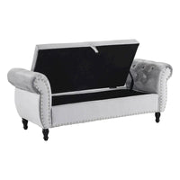 Banc coffre de rangement multifonction traditionnel en velours Xanthia avec coussin par Christopher Knight Home
