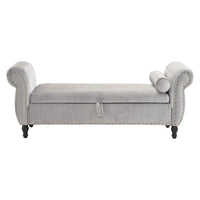 Banc coffre de rangement multifonction traditionnel en velours Xanthia avec coussin par Christopher Knight Home