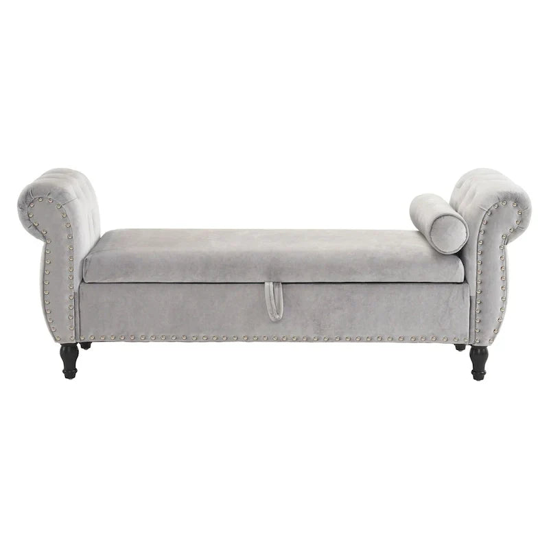 Banc coffre de rangement multifonction traditionnel en velours Xanthia avec coussin par Christopher Knight Home