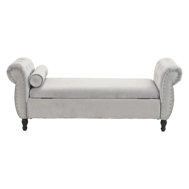 Banc coffre de rangement multifonction traditionnel en velours Xanthia avec coussin par Christopher Knight Home