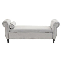 Banc coffre de rangement multifonction traditionnel en velours Xanthia avec coussin par Christopher Knight Home