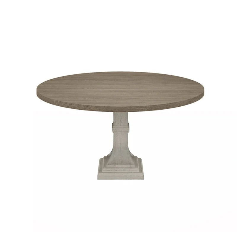 Ensemble table et chaises de salle à manger 5 pièces Sane, Fiddleback, plateau rond, gris, blanc