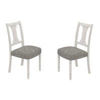 Ensemble table et chaises de salle à manger 5 pièces Sane, Fiddleback, plateau rond, gris, blanc