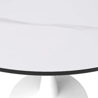 Table de salle à manger ronde 4 places LeisureMod Bristol 40 avec plateau en pierre frittée et base blanche pour cuisine et salle à manger