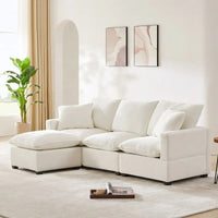 Ensemble Canapé Sectionnel Modulable Moderne Nestfair 4 Places en Chenille avec 2 Coussins Inclus