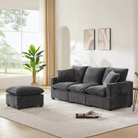 Ensemble Canapé Sectionnel Modulable Moderne Nestfair 4 Places en Chenille avec 2 Coussins Inclus