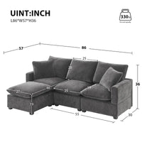 Ensemble Canapé Sectionnel Modulable Moderne Nestfair 4 Places en Chenille avec 2 Coussins Inclus