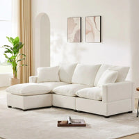 Ensemble Canapé Sectionnel Modulable Moderne Nestfair 4 Places en Chenille avec 2 Coussins Inclus