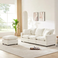 Ensemble Canapé Sectionnel Modulable Moderne Nestfair 4 Places en Chenille avec 2 Coussins Inclus
