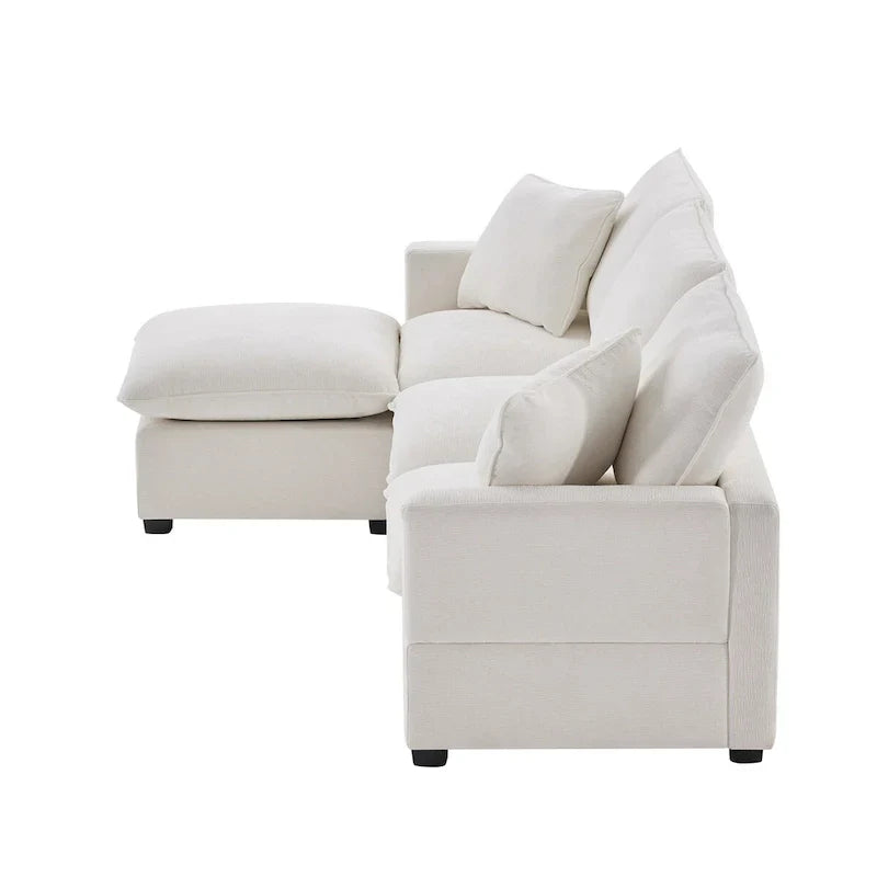 Ensemble Canapé Sectionnel Modulable Moderne Nestfair 4 Places en Chenille avec 2 Coussins Inclus
