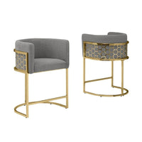 Tabourets de bar rembourrés Best Quality Furniture 29 Gold Chrome - Lot de 2. - N/A